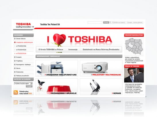 Web site Toshiba front page